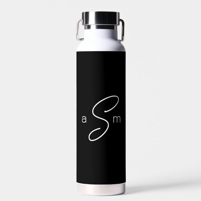 Modern Monogram B/W Simple Water Bottle (Front)