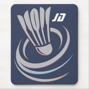 Modern Monogram Badminton Shuttlecock Mouse Mat
