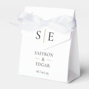 Modern Monogram Black And Gold Wedding Favour Box