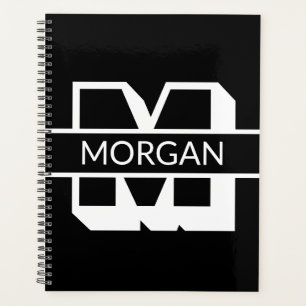 Modern monogram black and white bold typography planner