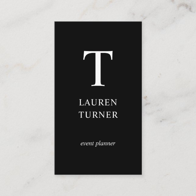 Modern Monogram Black and White Business Card (Front)