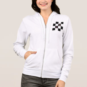 Modern Monogram Black and White Check Hoodie