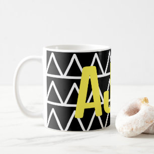 Modern Monogram Black and White Geometric Coffee Mug