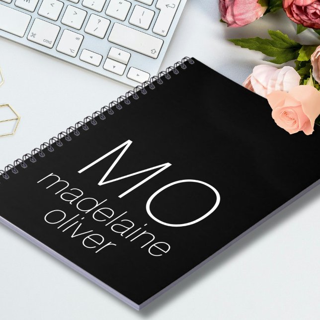 Modern Monogram Black and White Notebook (Creator Uploaded)