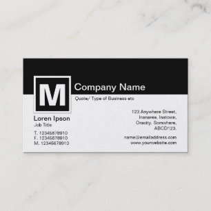 Modern Monogram - Black and White (Platinum) Business Card