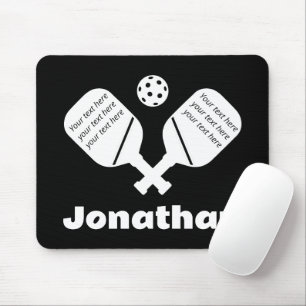 Modern monogram black and white trendy Pickleball Mouse Mat