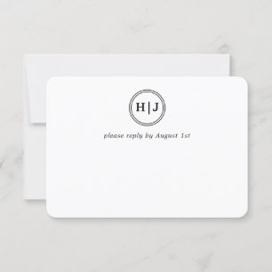 Modern Monogram Black and White Wedding RSVP Card