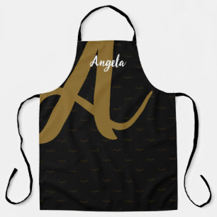Modern Monogram Black Apron