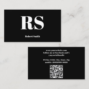 Modern Monogram Black Business Card