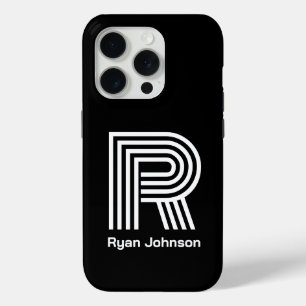 Modern Monogram Black iPhone 15 Pro Case