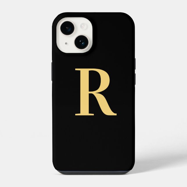 Modern Monogram Black Gold iPhone Case (Back)