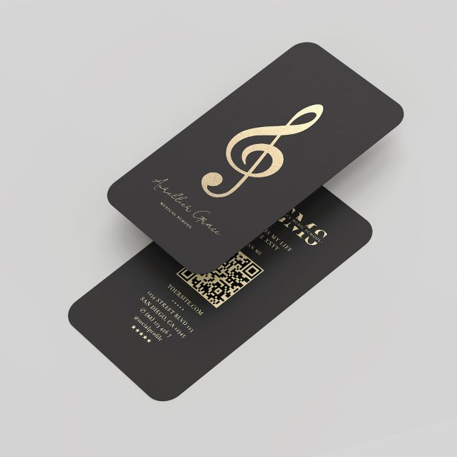 Modern Monogram Black Gold Musical Note Business Card (Modern Monogram Black Gold Musical Note Business Card
)