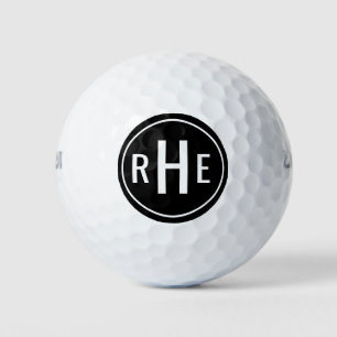 Modern Monogram Black Golf Balls