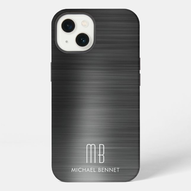Modern Monogram Black  iPhone Case (Back)