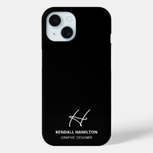 Modern Monogram Black Professional Chic iPhone 15 Case
