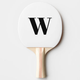 Modern monogram black white custom initial letter ping pong paddle