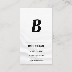 Modern Monogram (Black / White) Drapery Background Business Card