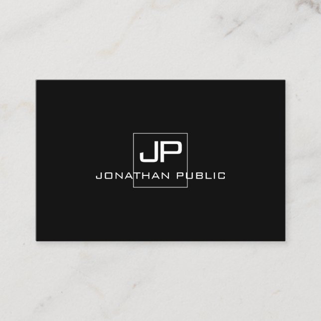 Modern Monogram Black White Elegant Template Business Card (Front)
