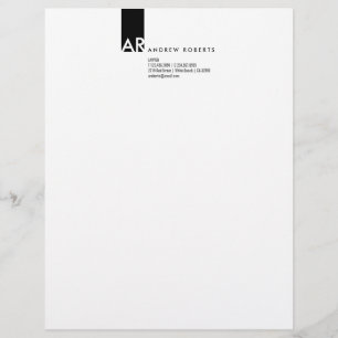 Modern Monogram Black White Lawyer Top Letterhead