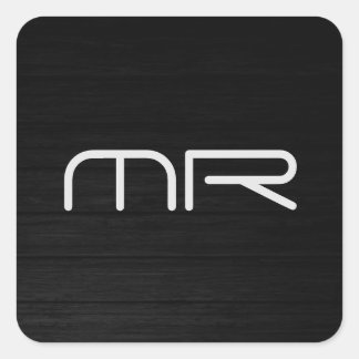 Modern Monogram Black White Name Initials Square Sticker