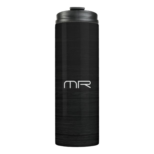 Modern Monogram Black White Name Initials Thermal Tumbler (Front)