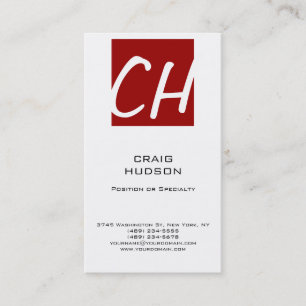 Modern Monogram Black White Red Business Card