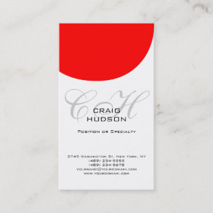 Modern Monogram Black White Red Business Card