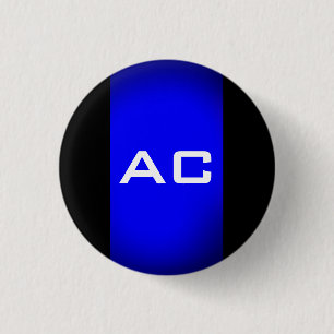 Modern Monogram Blue Black Plain 3 Cm Round Badge