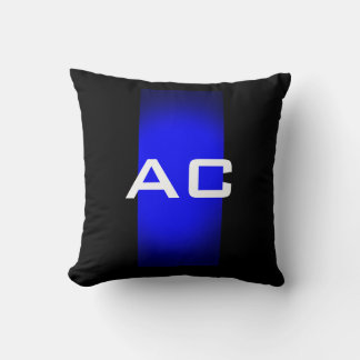 Modern Monogram Blue Black Plain Cushion