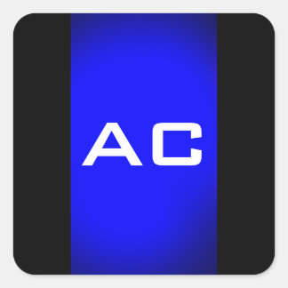 Modern Monogram Blue Black Plain Square Sticker