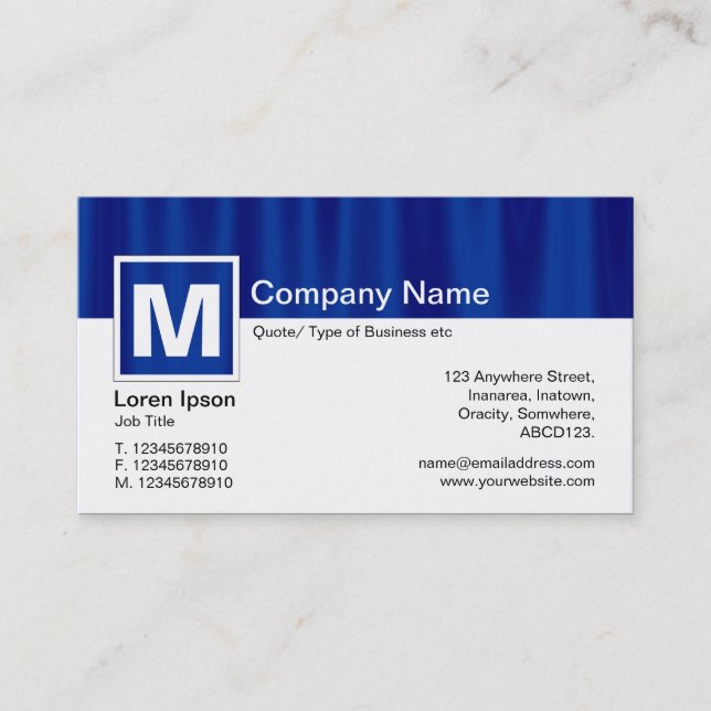 Modern Monogram - Blue Curtain Business Card (Front)
