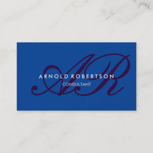 Modern Monogram Blue Trendy Business Card