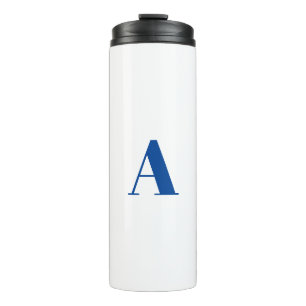 Modern monogram blue white custom initial letter thermal tumbler