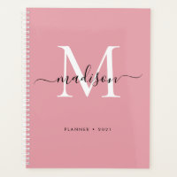 Modern Monogram Blush Dusty Pink Girly Script 2021