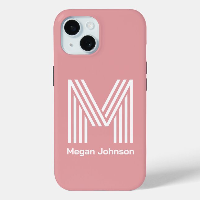 Modern Monogram Blush Pink Case-Mate iPhone Case (Back)