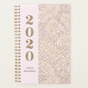 Modern Monogram Blush Pink Gold Confetti 2020 Year Planner