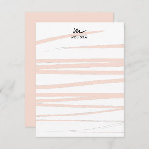 Modern Monogram Blush Pink Lines Abstract Art  Card