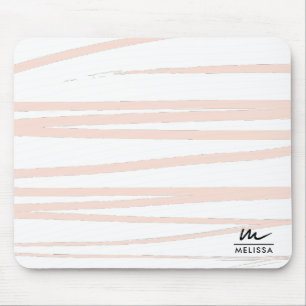 Modern Monogram Blush Pink Lines Abstract Art  Mouse Mat