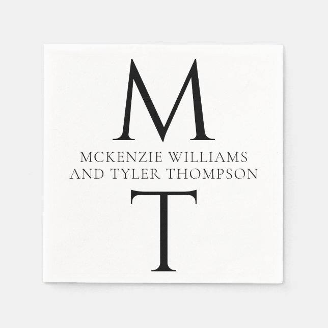 Modern Monogram Bold Black Initials Napkin (Front)