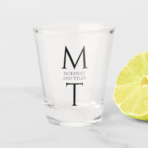 Modern Monogram Bold Black Initials Shot Glass