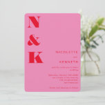 Modern Monogram Bold Bright Red Pink Wedding Invitation<br><div class="desc">Modern Aesthetic Monogram Bold Typography Wedding Invitation in Pink and Red</div>