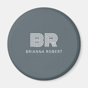 Modern Monogram Branding Logo Stylish Trendy Navy Magnet