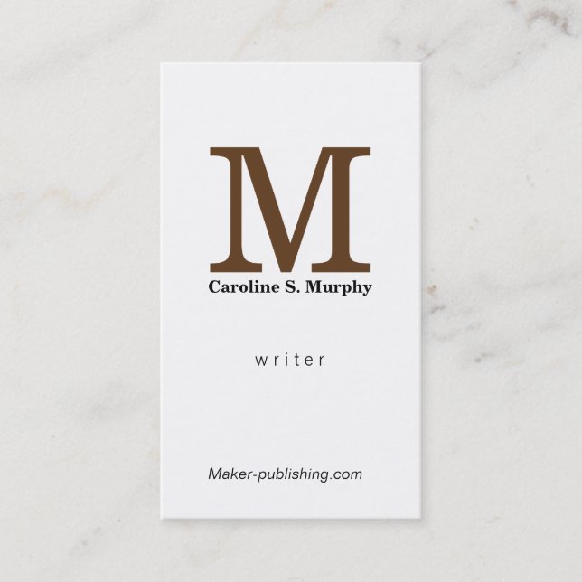 Modern Monogram (brown) Business Card (Front)