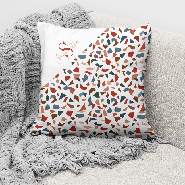 Modern Monogram Brown Geometric Pattern Cushion (Creator Uploaded)