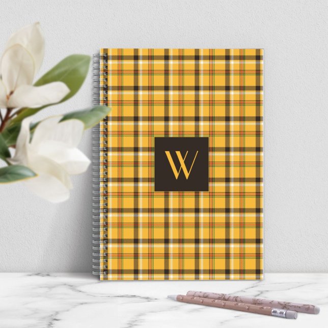 Modern Monogram Brown Plaid Tartan Notebook (Modern Monogram Brown Plaid Tartan Notebook)