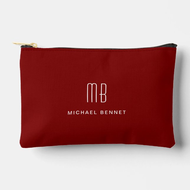 Modern Monogram Burgundy Accessory Pouch (Front)