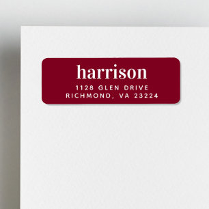 Modern Monogram Burgundy Red Return Address