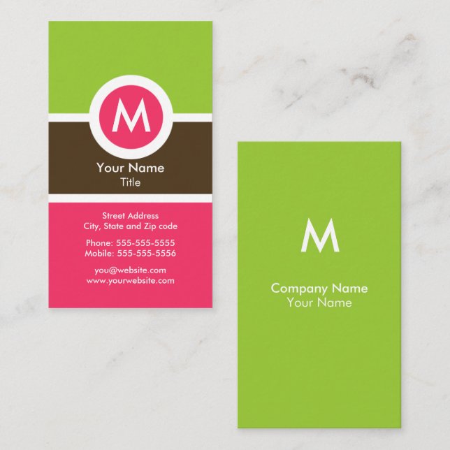 Modern Monogram Business Card (Front/Back)