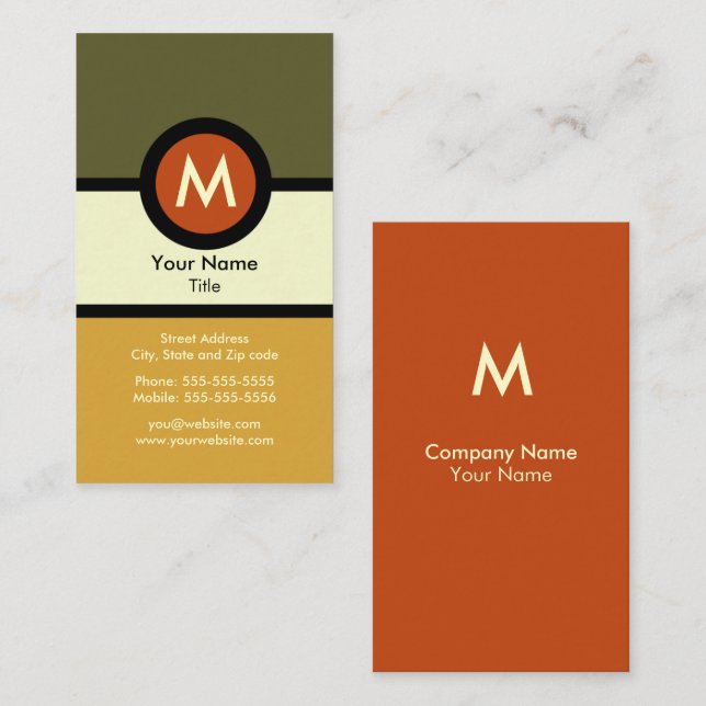 Modern Monogram Business Card (Front/Back)