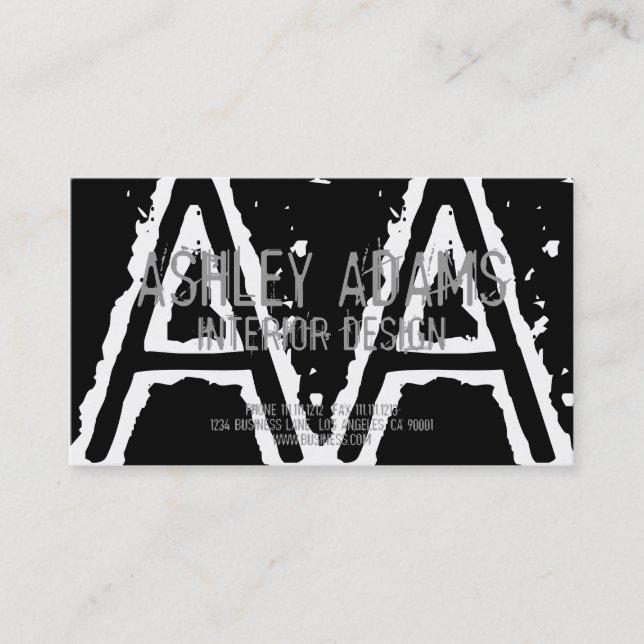 MODERN MONOGRAM BUSINESS CARD BLACK (Front)